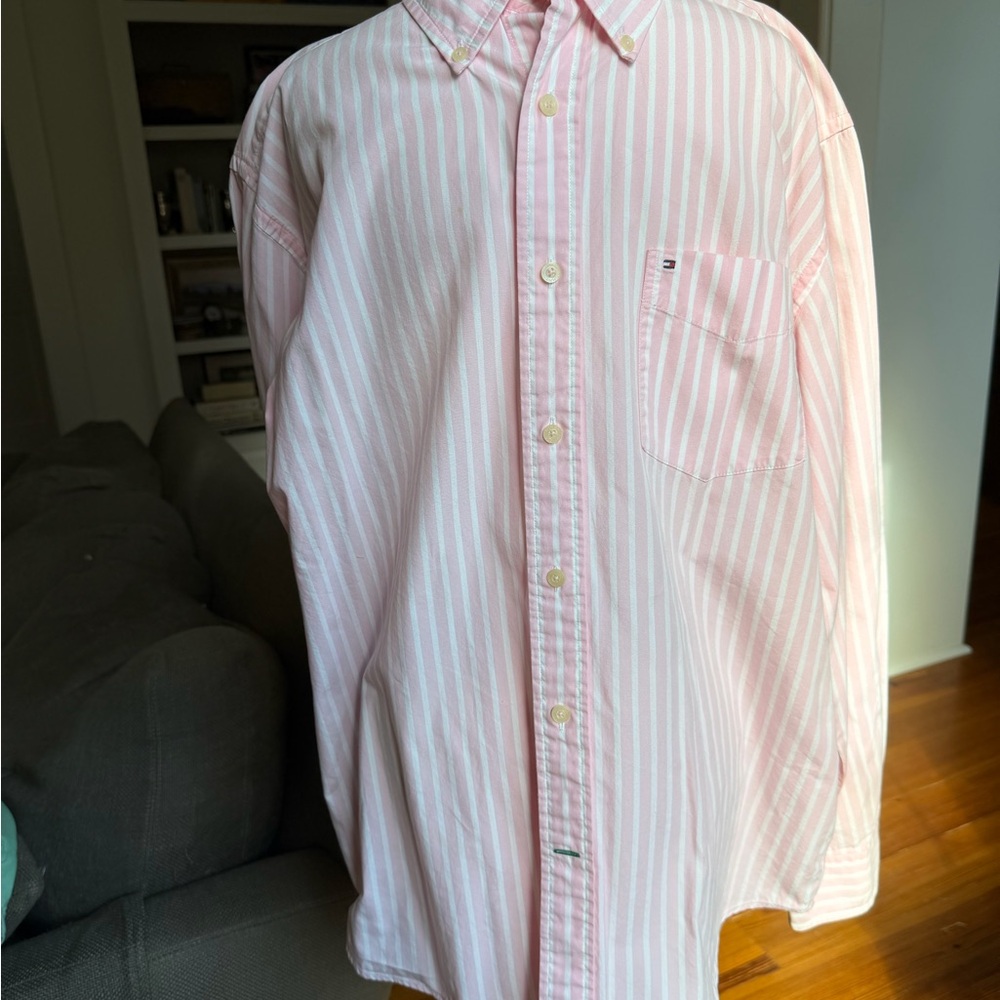 Men’s Tommy Hilfiger Pink & White Striped Button-Down Shirt